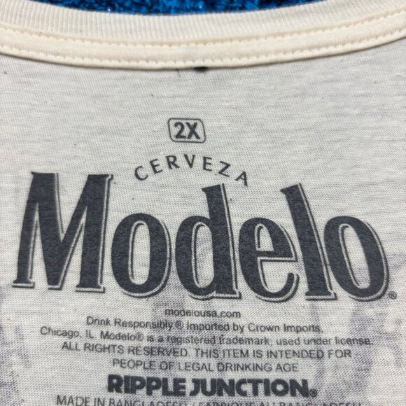 Modelo Viva La Tradicion Beige Beer T-Shirt Size 2X - Picture 4 of 5